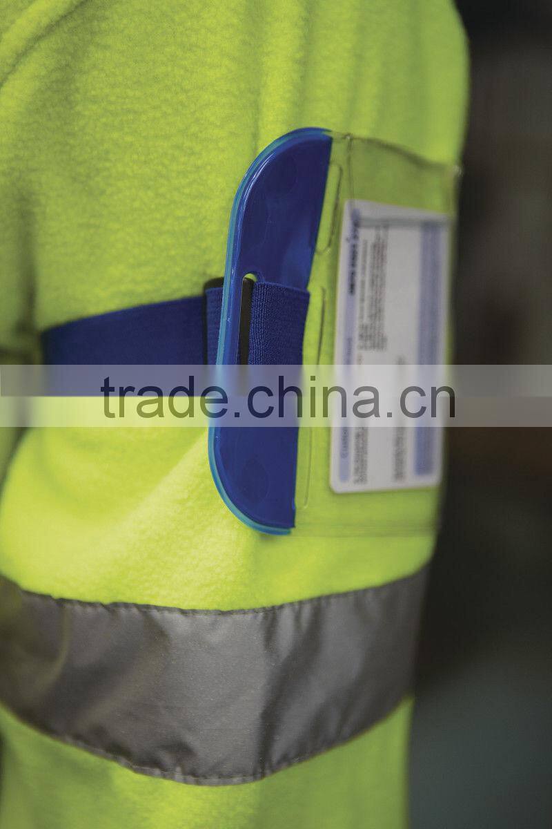 Clear SIA Security Reflective Green Arm Band Photo ID Card Case Badge Adjustable Armband Card Holder