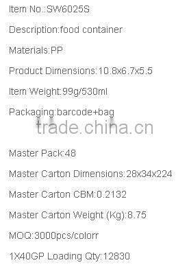 2016 Disposable Plastic Food Storage Box Plastic Fresh Box