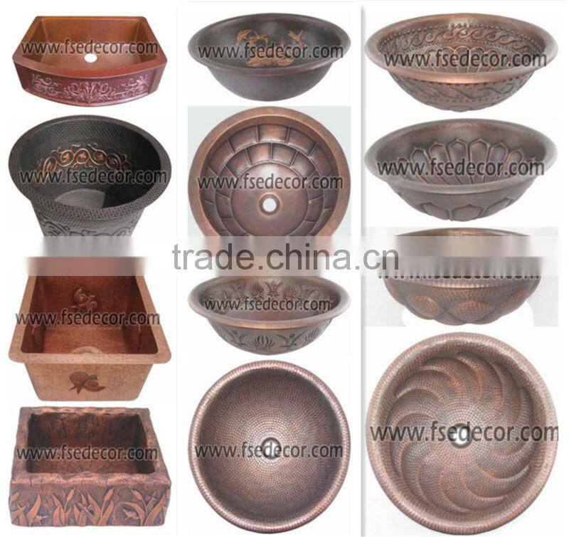 Single bowl Bathroom art Copper basin FSE-CS-101B