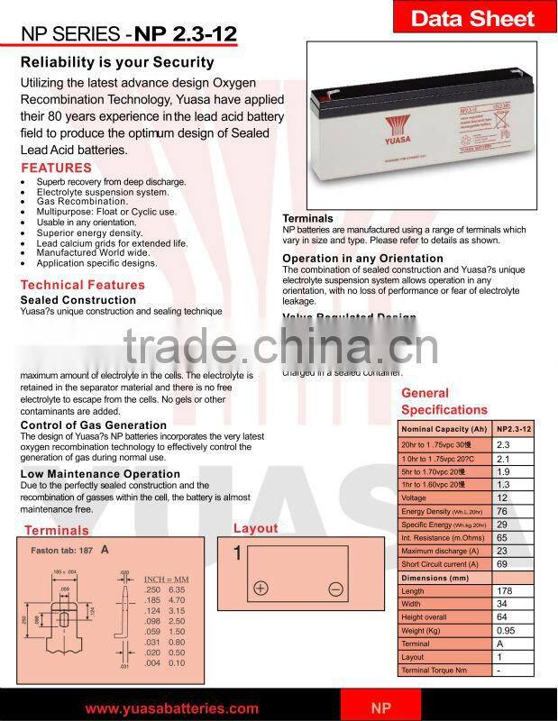 YUASA Battery NP2.3-12