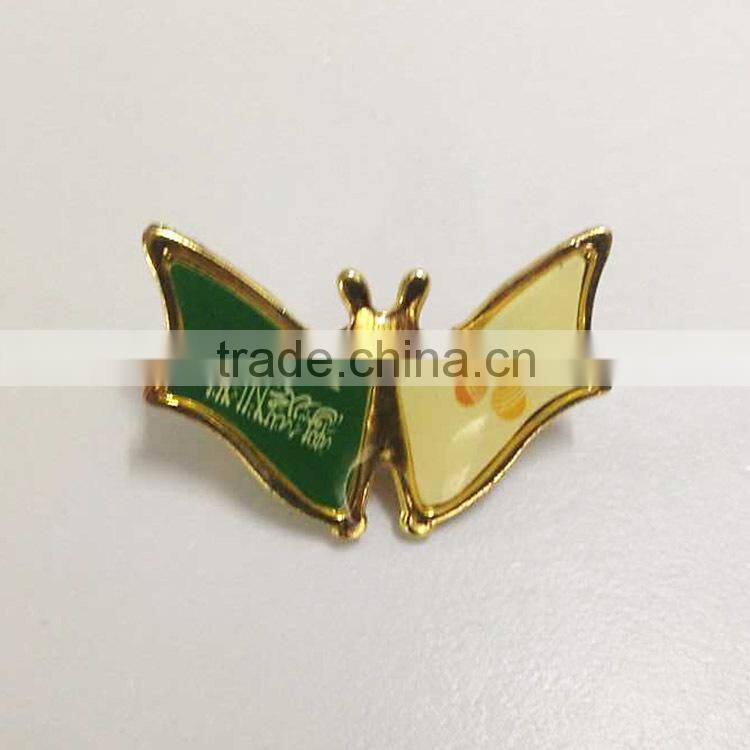 Custom perfect gift brass(zinc alloy) metal butterfly lapel pin badge