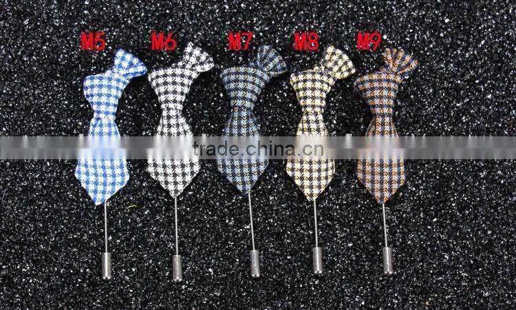 Western Classic Tie Shaped Lapel Pin,Fashion Plaided Long Needle Pins For Dresses