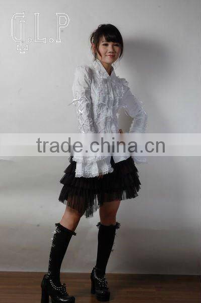 Cotton White Lace Short sleeve Cotton Lolita Blouse 81053