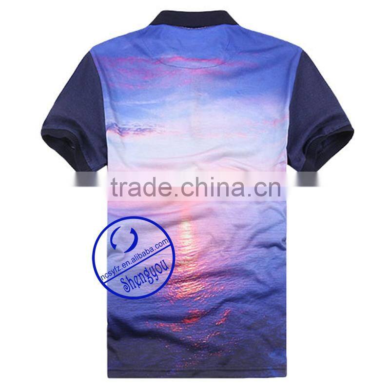 Heat-Transfer printing 3d polo t shirt for men