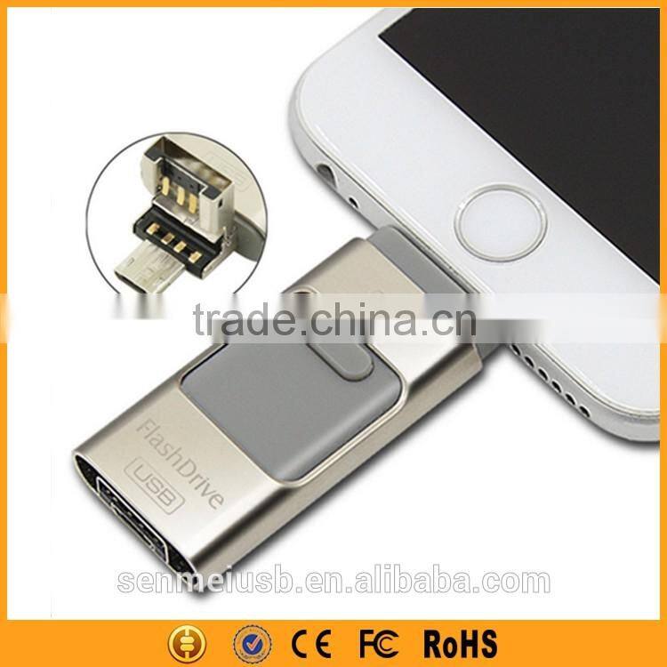 3-in-1 OTG USB 32GB 64GB 128GB Memory Chip USB for iPad IOS Android