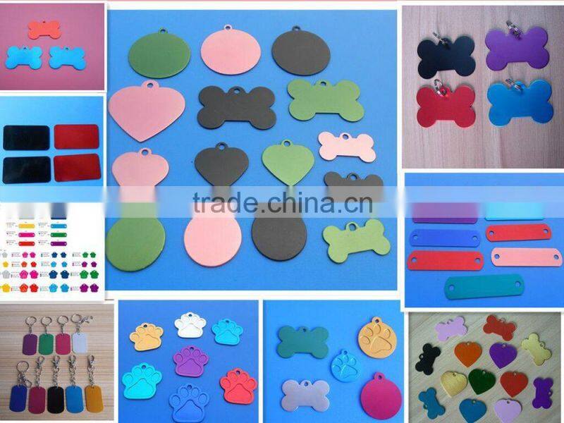 Aluminium heart coloured tags/anodized aluminium dog tag