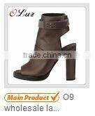 O6 Wholesale fashion winter ladies knee high long boots calf skin and fine elastic leather ladies boots