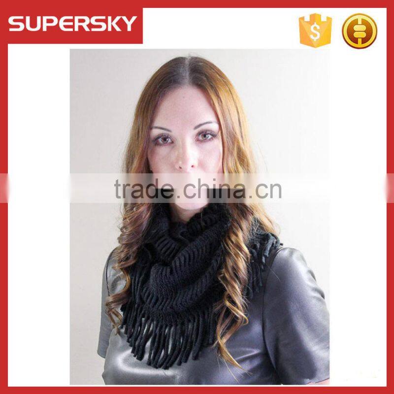 F197/classical women winter infinity scarf/women belt tassel fashion scarf