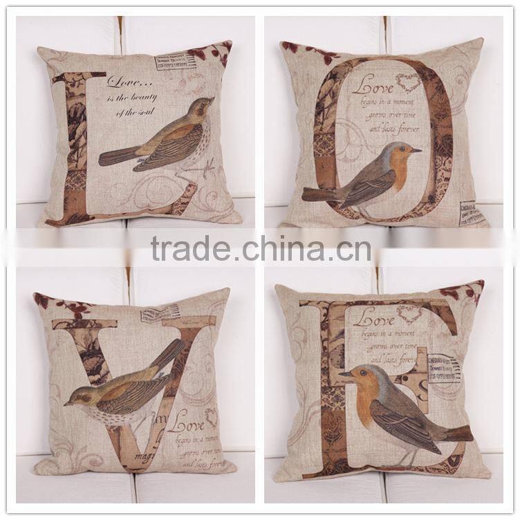 retro elegant design100% linen cotton butterfly printed sofa home decor back rest cushion cushion cover