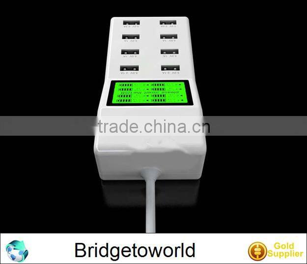 Universal 8 USB Port Display Screen US EU UK Plug Travel AC Power Adapter Socket Smart Wall Charger For Cell Phone Tablet Camera