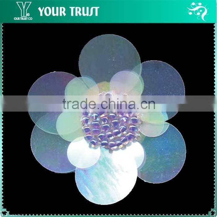 Width 3.5 Centimeter Flower Custom Wholesale Sequin Applique Patches