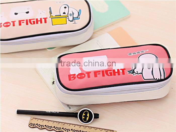 Large canvas wholesale pencil case for kids Baymax pen bag