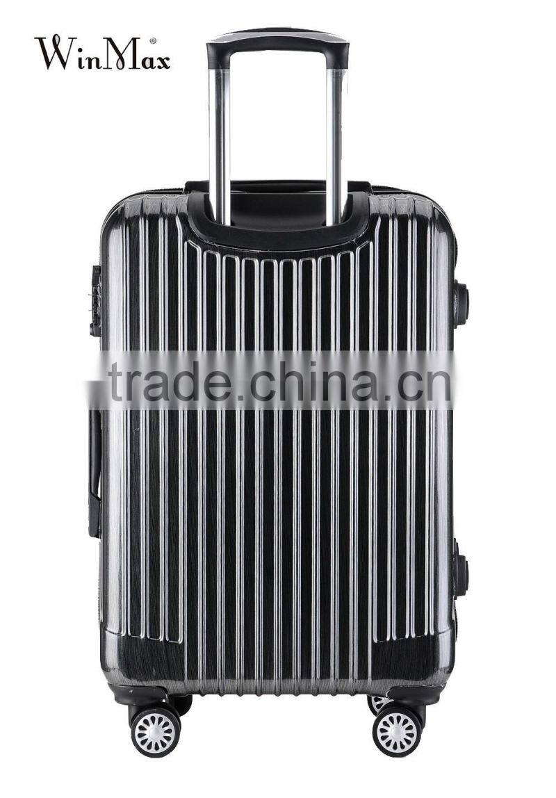 Satin black zipper closure lightweight travel luggage