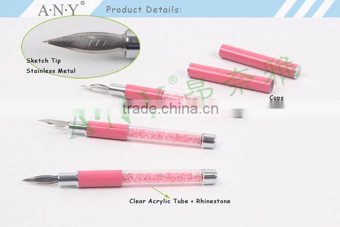 ANY Nail Art Clay Sculpture Metal Handle Triangle Nylon Hair Nail Att 3D Sculpture Brush Nail Design