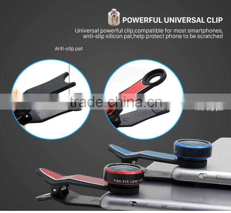 innovative phone accessories clip 198 degree fisheye lens 0.63x super wide angle lens+15x macro lens smartphone special lens
