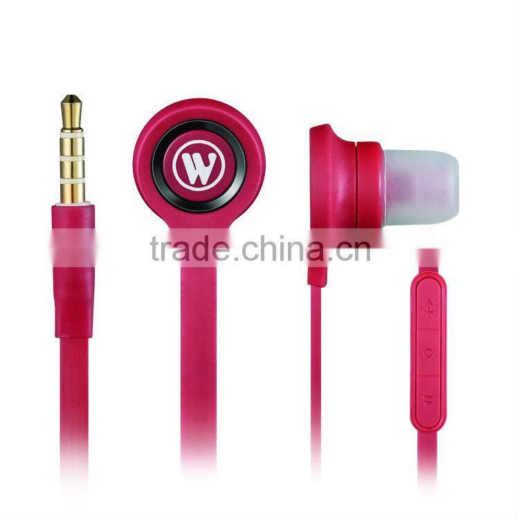 Hot sale flat cable in-ear earphone With Volume Remote