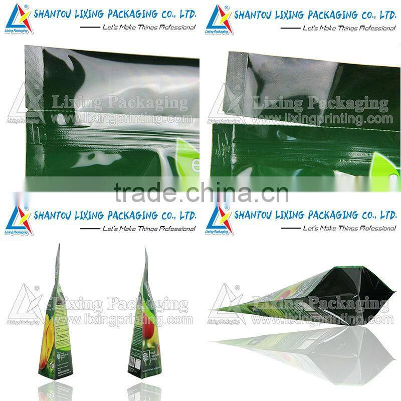 Stand up pouch with laser score tear line