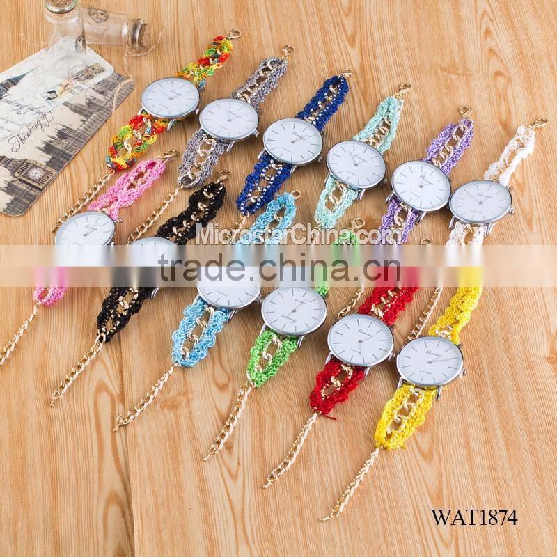 New Classic Geneva Ethnic Braided Analog Nailed Chain Watch