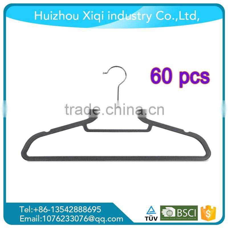 Non-Slip Beige Velvet Coat Hangers for Wide Shoulder