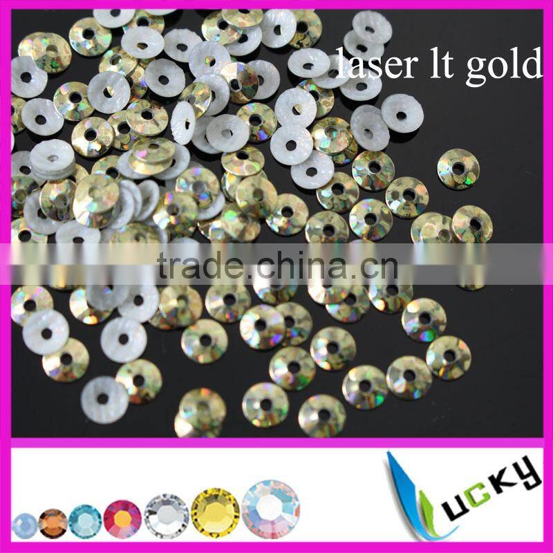 2015 NEWEST design fashion KOREAN QUALITY hot fix spangle sequin LASER RED middle hole CONE SHAPE 3mm 4mm 5mm 6mm