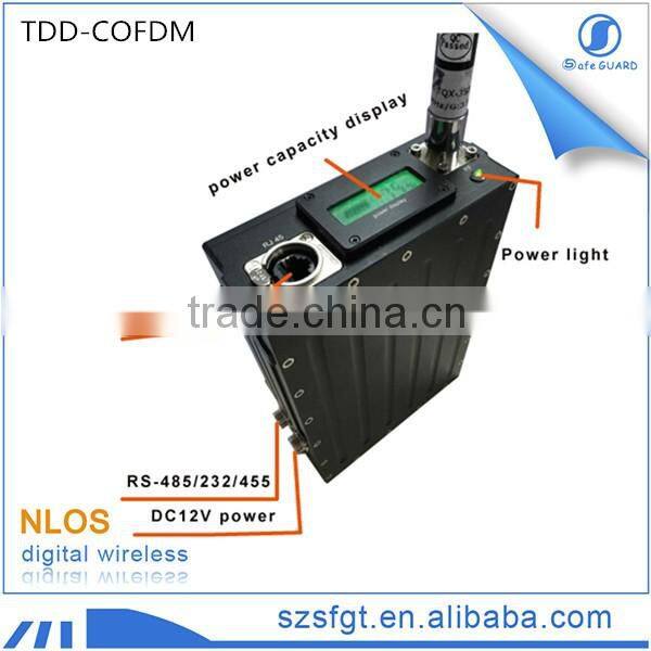 Surveillance aerial drone uses wireless vhf duplexer transmitter and receiver