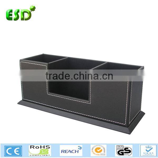 Double Holder Leather Multi-Function Desk Stationery Pen Pencil Holder