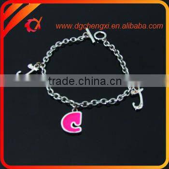 Promotion fashion link bracelet with letter charm