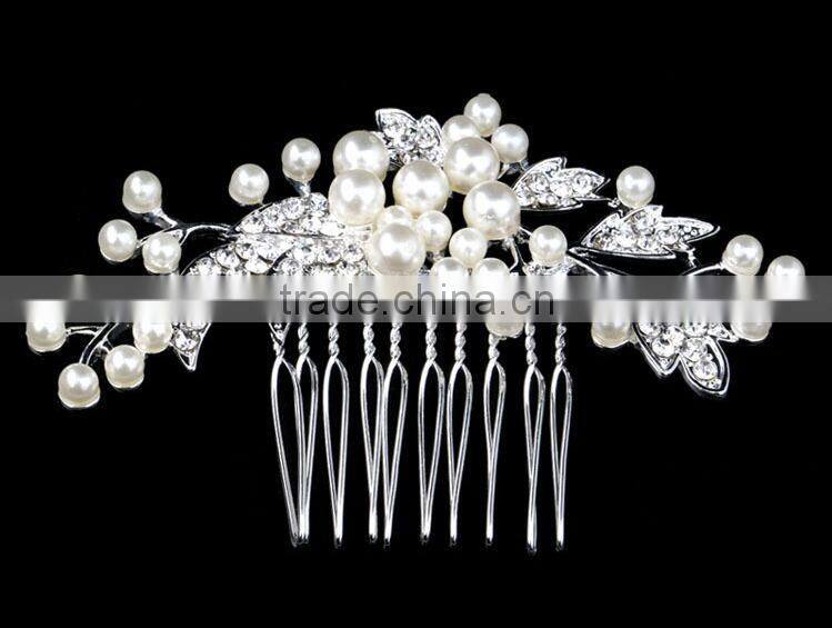 Fashion Wedding Bridal Bride Rhinestone Pearl Hair Comb Accessories Jewelry Head Piece Hair Pins 2016