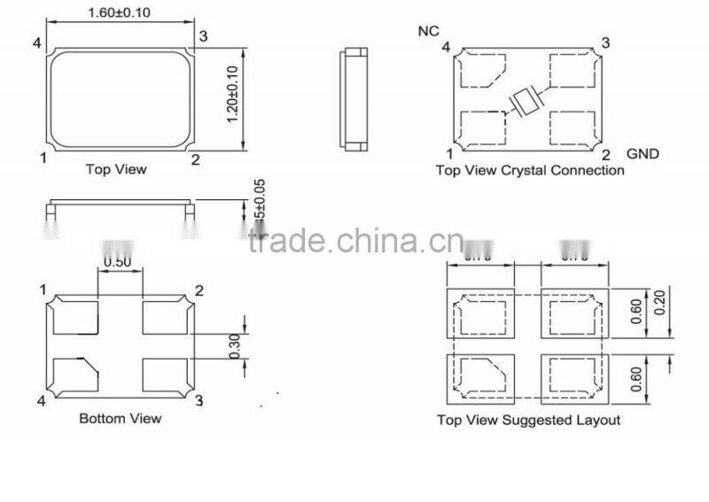 crystal clock 24mhz ultra thin leadless frequency resonator 1612 crystal resonator