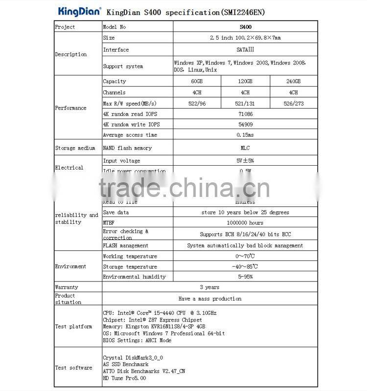 High Performance KingDian S400 Solid State Drive 2.5 inch SSD 120GB SATA3 Stock Internal/External Hard Drive For MacBook and PC