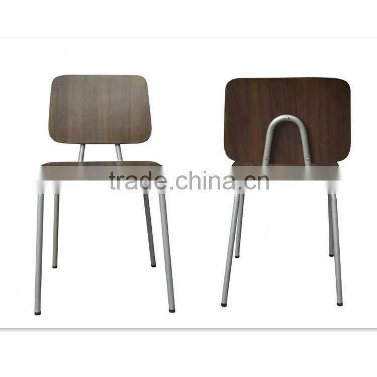 Stackable wooden and metal frame dining chair HPL/Laminate seat and frame in powder coating