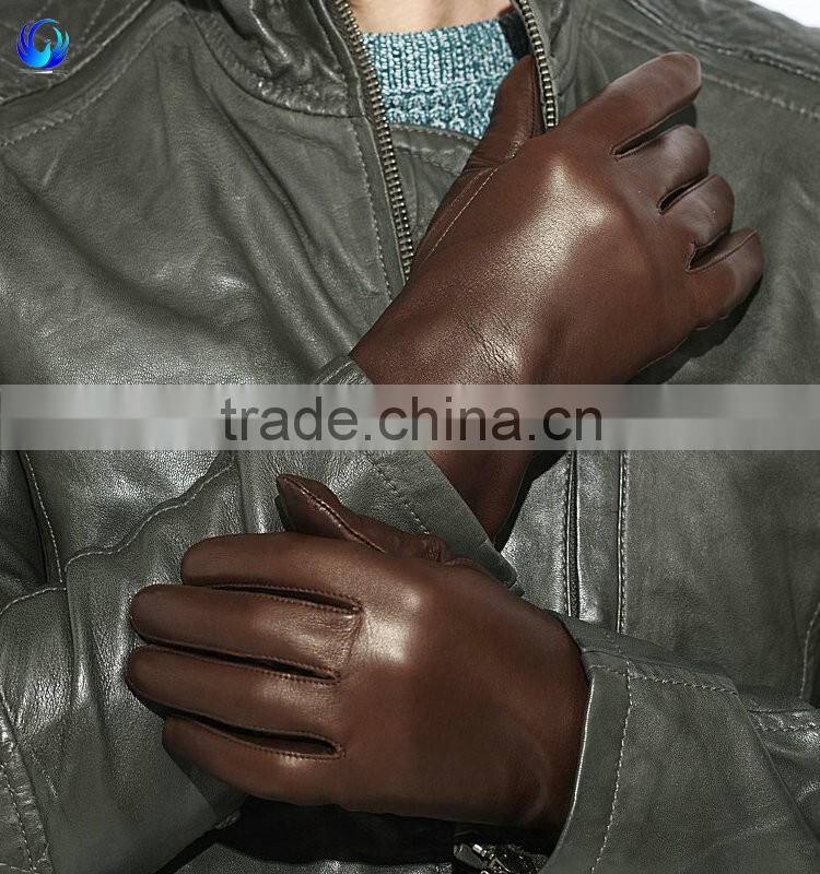 Top quality man touchscreen cashmere lined sheepskin leather gloves