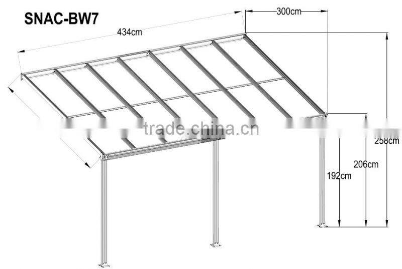 10 Foot Wide White Patio Cover polycarbonate canopy