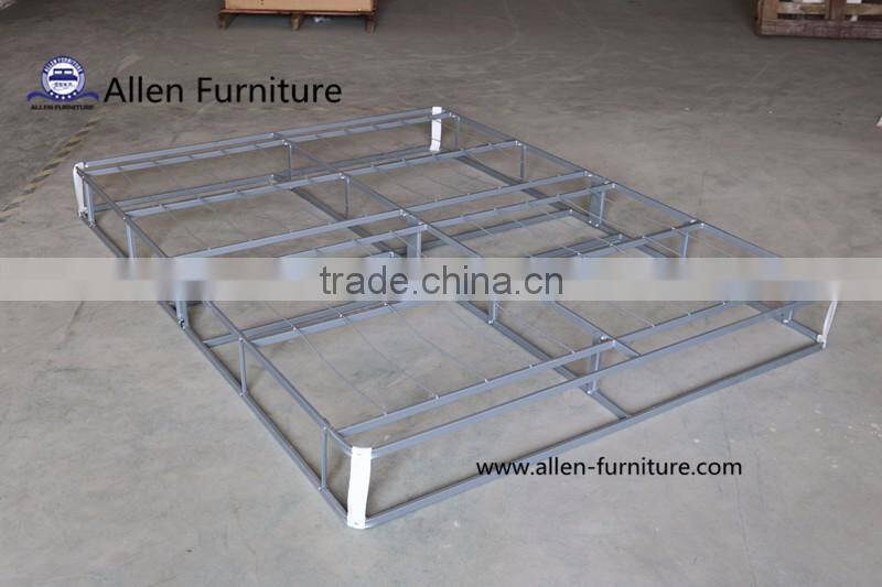 Easy to assemble and storage box spring/mattress foundation with center folding, with legs, twin to cal king