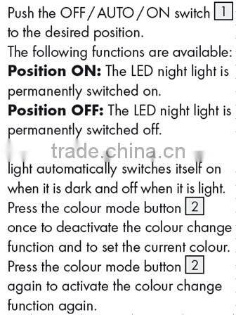 LED colour changeable night light multicolor changing led night light