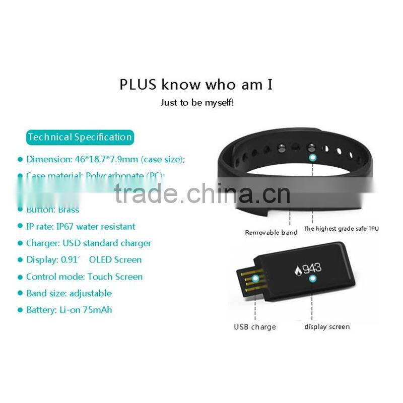 best selling I5 Plus Smart Bracelet Bluetooth 4.0 Waterproof Sleep Monitor Smart band Android 4.3 & IOS7.0 smart watch