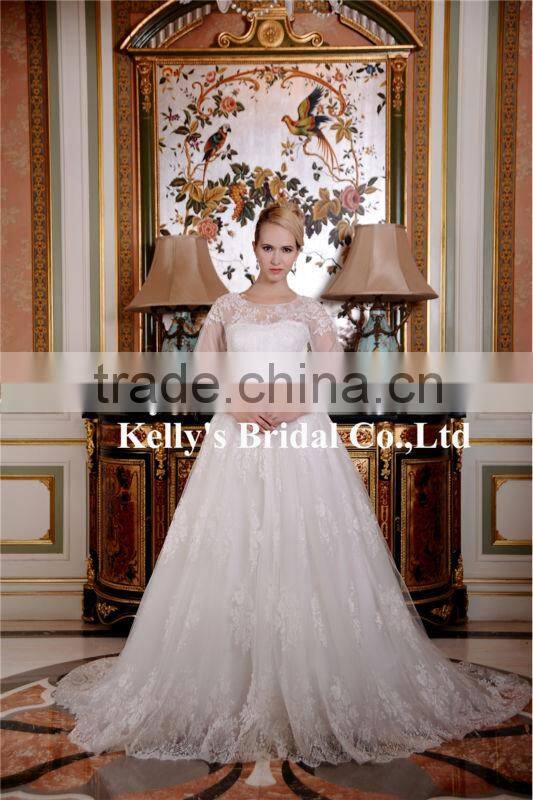 New fashion simple casual short sleeve bridal wedding dress