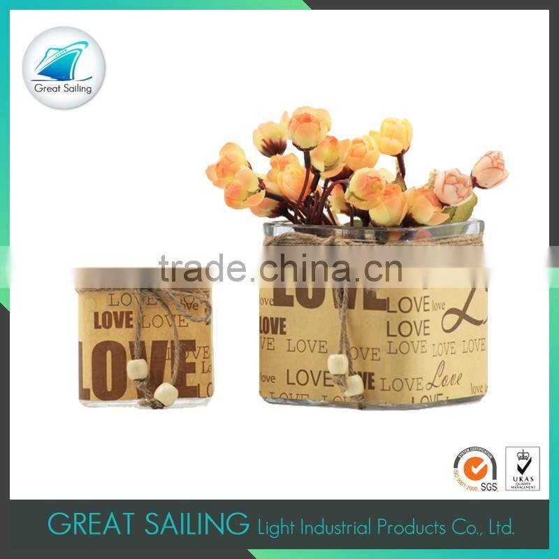 smalll and big square glass vase for wedding decoration