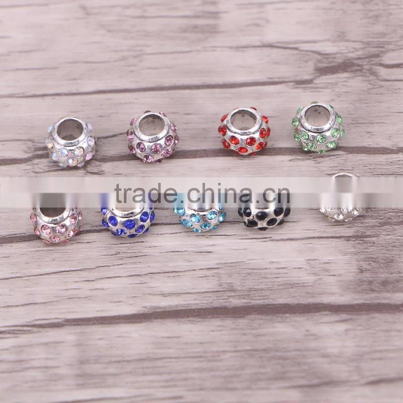 5.0mm Hole Charm Round Shape Crystal Big Hole Beads Mix Color Rhinestone European Bead Spacers Jewelry Findings