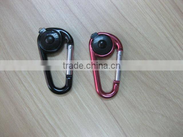 alumininium shinny color carabiner with flashlight