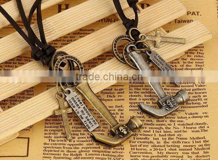 N0012 hammer leather necklace fashionable design necklace hot sale