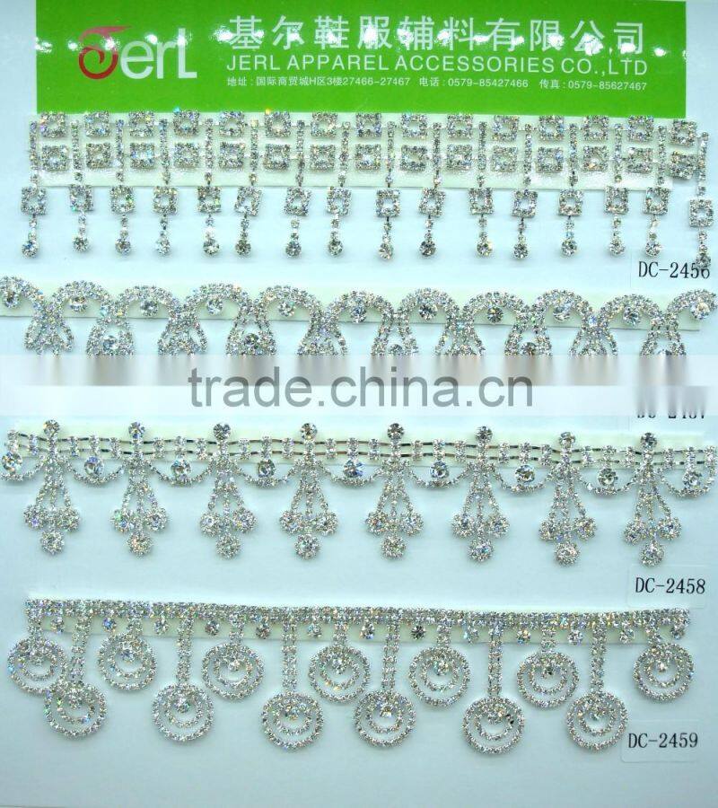Factory Direct Fashion Design Ring-shaped Crystal Rhinestone Chain for Garment Decoration in Bulk