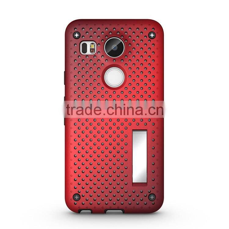 Cell Phone Accessories Dual Layer Kickstand Mesh Cover Case for Nexus X5