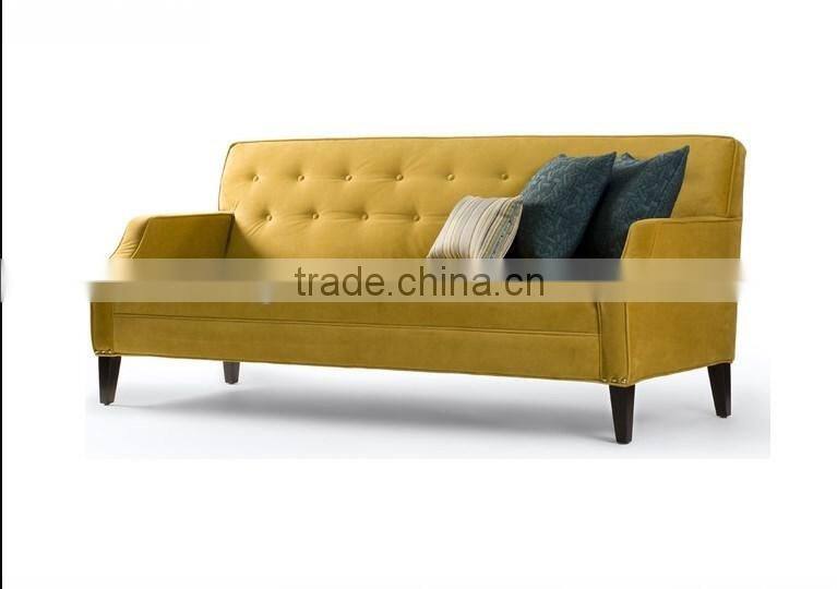 wholesale very cheap price furniture for living room yellow velvet fabric 3 seater sofa
