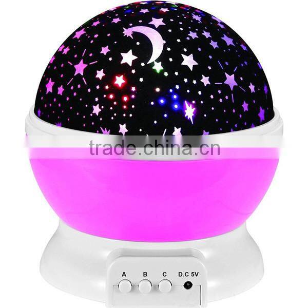 2016 New Romantic New Rotating Star Moon Sky Rotation Night Projector Light Lamp Projection with high quality Kids Bed Lamp