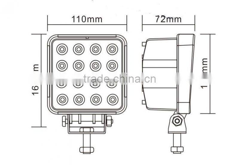 High Power EMC 48W LED Work Light for Tractors and Vehicles