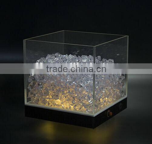 Rechargeable acrylic led ice bucket, square led beer bucket for party