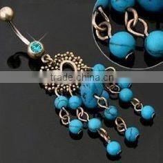 New Design 316l Surgical Steel crystal moon and star Logo Belly Button Ring Navel Piercing Jewelry