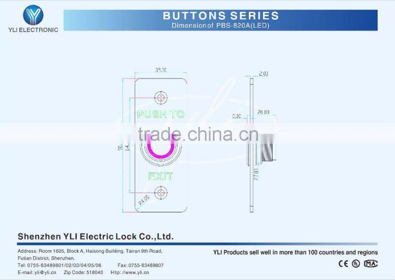 Piezoelectric Exit Button with LED(Stainless steel)