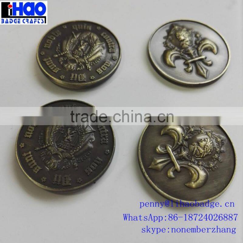 Good sell custom Iron or Brass Imitation design big Casino metal coin